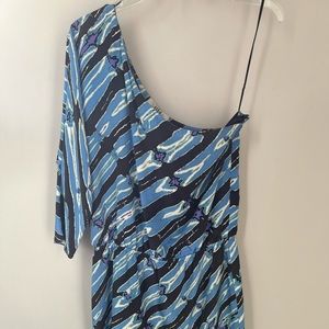 Tibi one shoulder silk dress